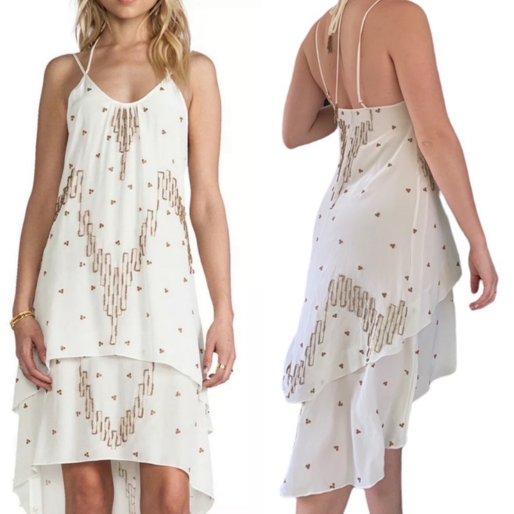 Tracy Reese Beaded Silk Tent Tank Dress